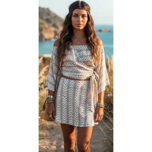 Vintage Lady Carole Blouse & Skirt Set Tan & White Size 16